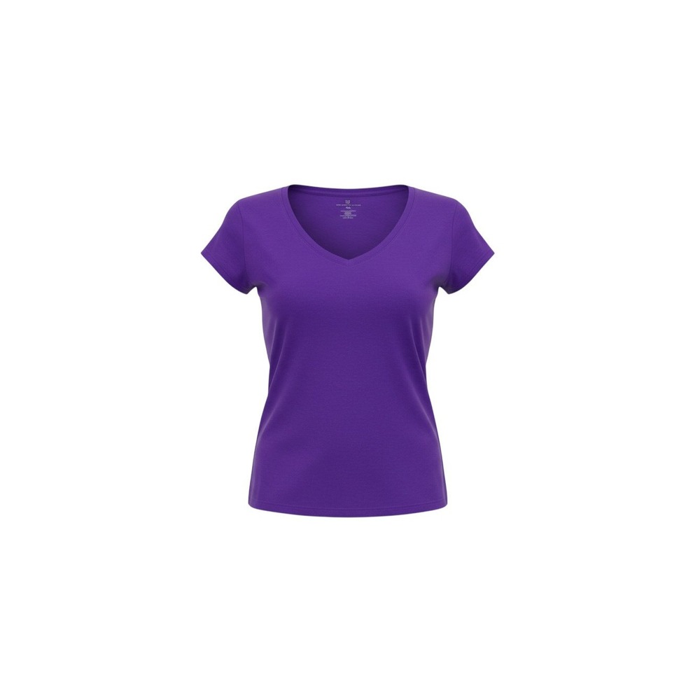 New York & Company V-Neck T-Shirt Womens Small Purple Short Sleeve Cotton Blend